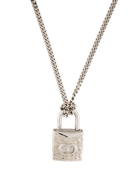 Christian Dior Oblique Padlock Pendant Necklace 